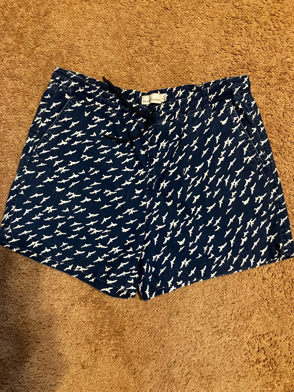 L.L. Bean Signature Navy and White Bird Print Shorts